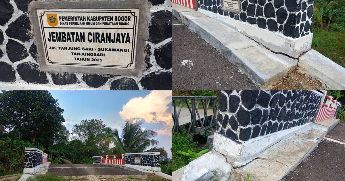 Ngeri!!! Baru 4 Bulan Selesai Dikerjakan dan Belum Digunakan Jembatan  Ciranjaya Sudah Retak dan Menganga