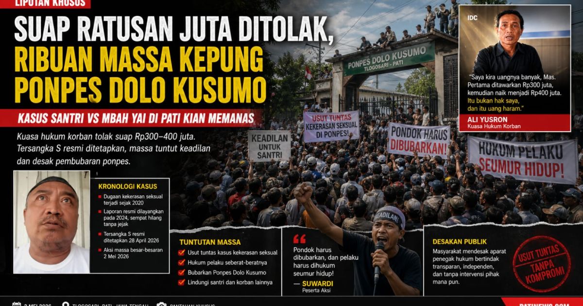 Suap Ratusan Juta Ditolak, Ratusan Massa Kepung Ponpes Dolo Kusumo: Kasus Santri vs Mbah Yai di Pati Kian Membara