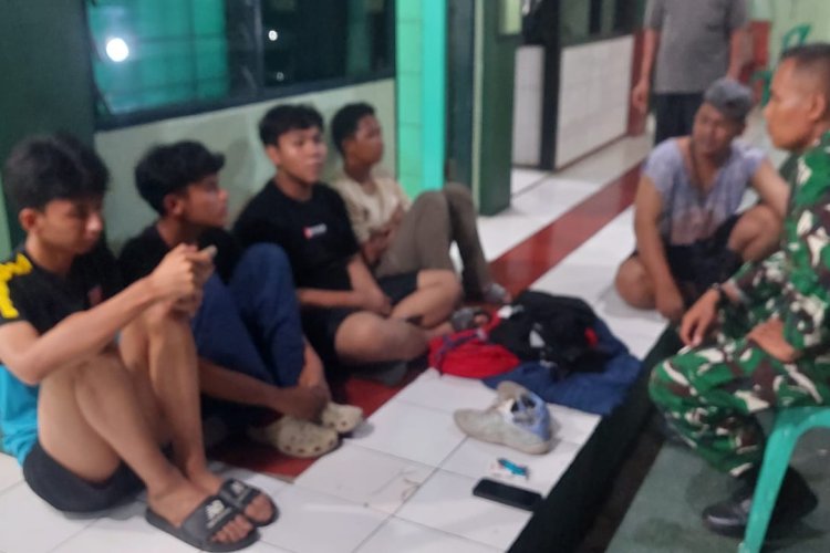 Koramil 03 Sukmajaya Berhasil Menangkap Empat Remaja Terduga Pelaku Tawuran Sudah di Serahkan Kepada Orang Tua