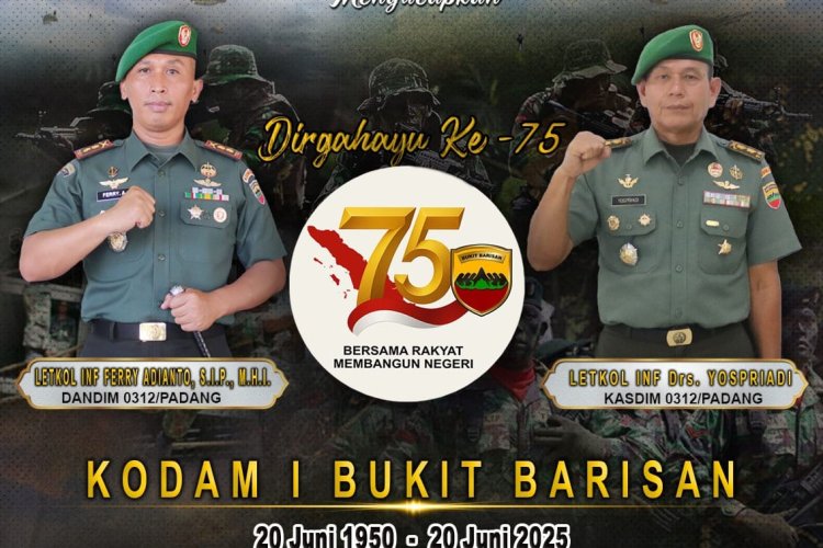 Keluarga Besar Kodim 0312/PDG Mengucapkan Hut Ke- 75 Tahun Kodam 1/BB.